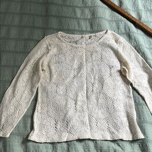 Dylan White Crochet Long Sleeve Top